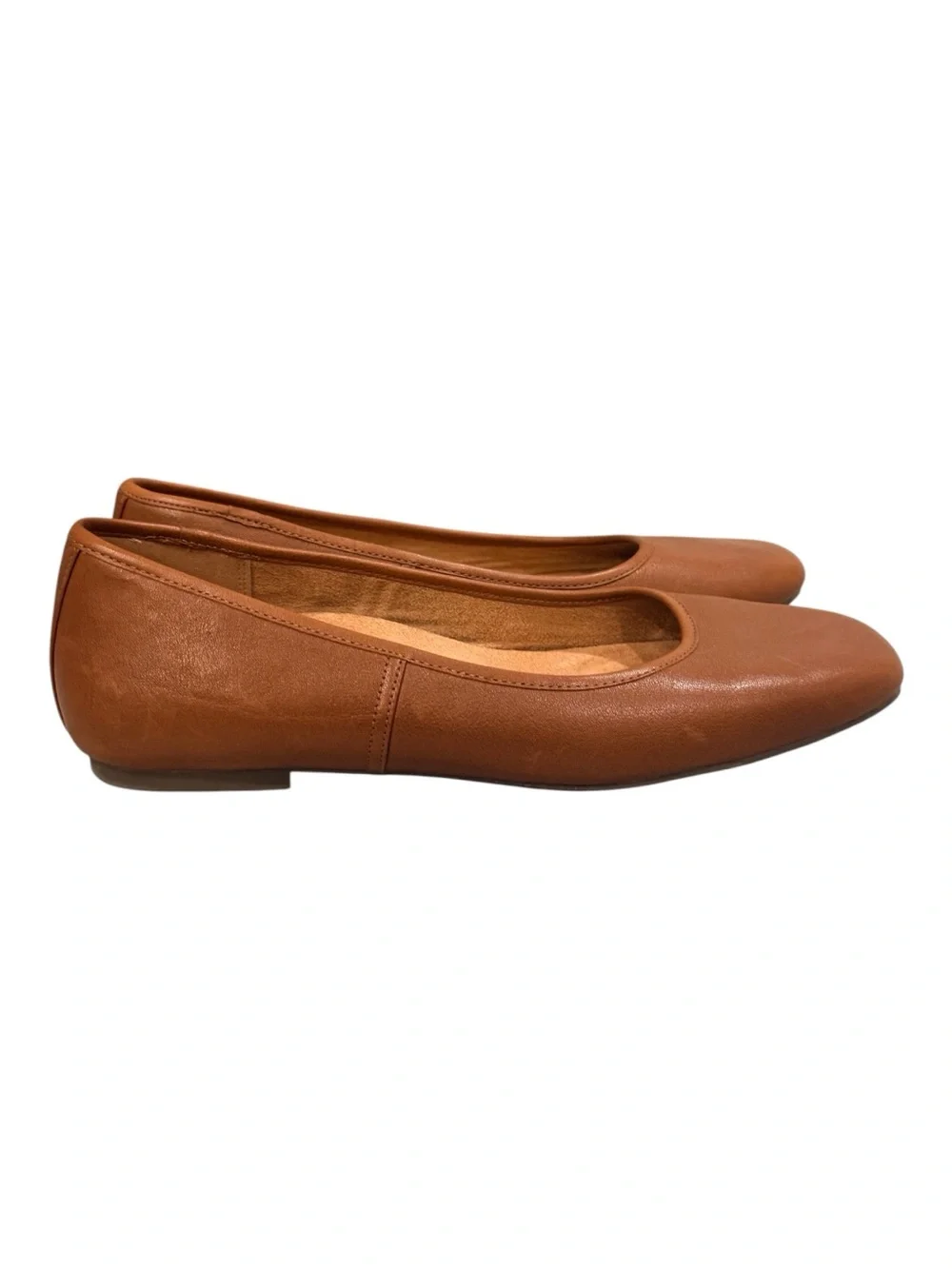 Vionic Orinda Square Toe Ballet Flats Tan Leather
